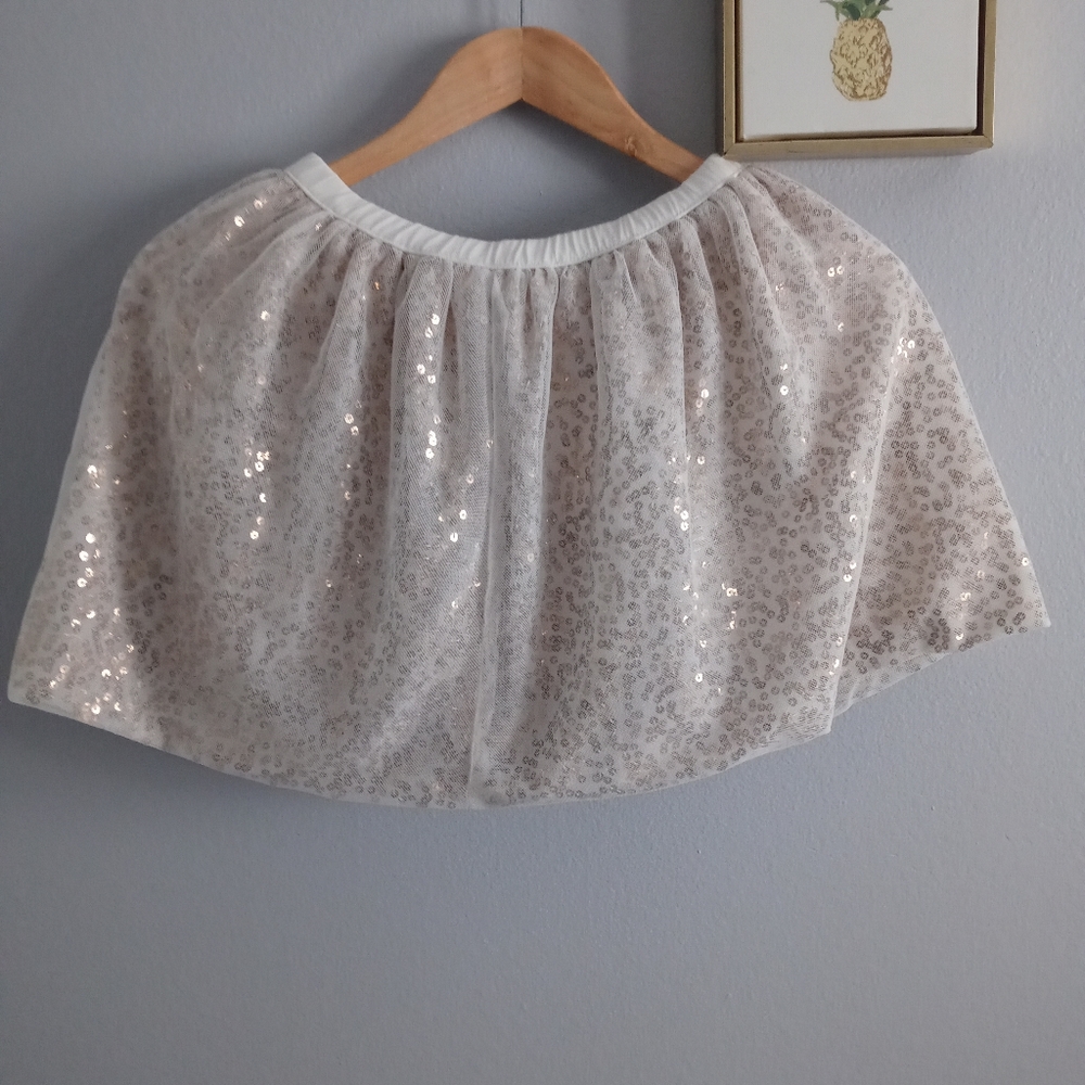 Skirt Tutu girls Cat And Jac 7/8 Beige Sequin Elastic Waist Good Condition